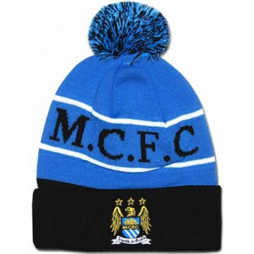 Зимняя вязаная шапка Манчестер Сити с помпоном