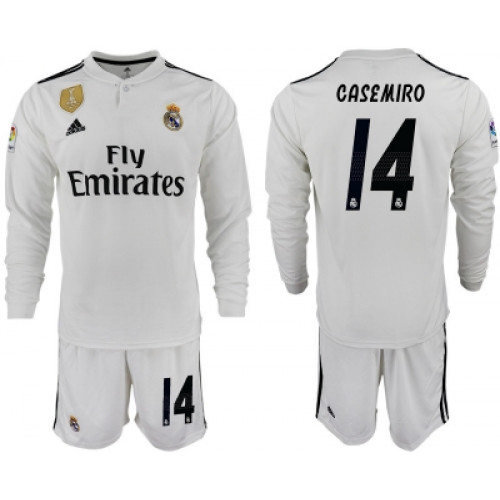 Майка Реал Мадрида для домашних игр 2018/19 с длинным рукавом номер 14 Каземиро