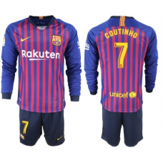 Барселона Домашняя футболка с длинным рукавом игрок Коутиньо сезона 2018-2019