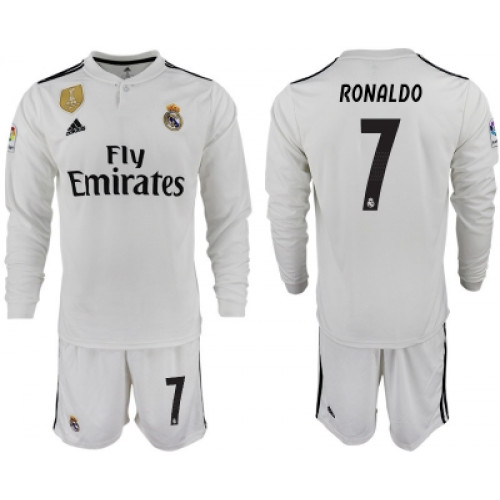 Футболка Реал Мадрида для домашних игр 2018/19 с длинным рукавом номер 7 Роналдо
