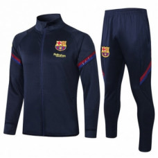 Темно-синий тренировочный костюм Барселона на молнии 2020-2021 сезона