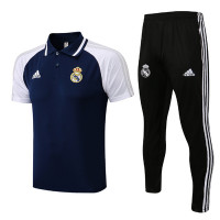 Спортивный костюм Реал Мадрид с тёмно-синим поло сезон 2021-2022