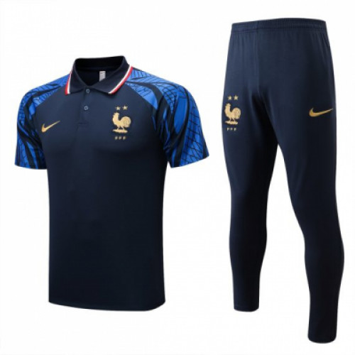 Спортивный костюм Сборной Франции с тёмно-синим поло 2022-2023