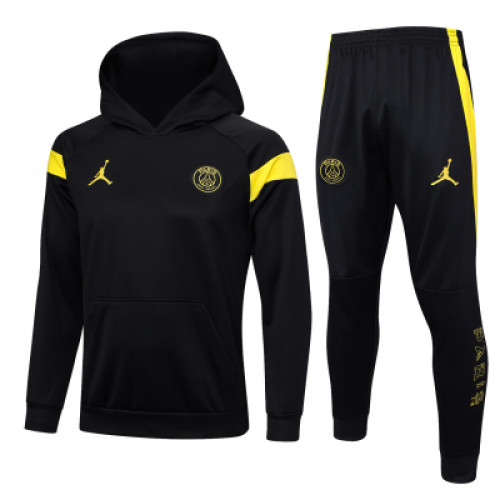 ПСЖ спортивный костюм с толстовкой чёрный с жёлтым 2023-2024