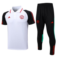 Спортивный костюм Манчестер Юнайтед с бело-чёрным поло 2023/24