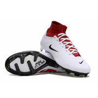 Бутсы Nike Air Zoom Mercurial Superfly IX Elite белые с чёрным и красным с носком